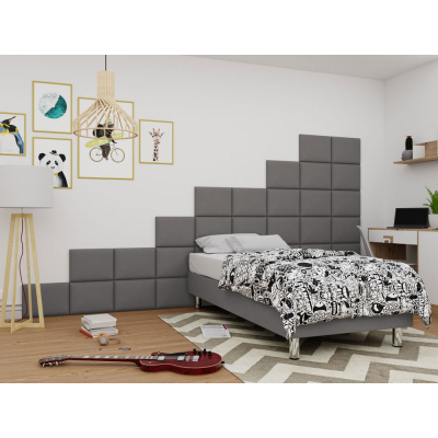 Kárpitozott egyszemélyes ágy 80x200 NECHLIN 2 - szürke + 40x30 cm-es panelek INGYEN