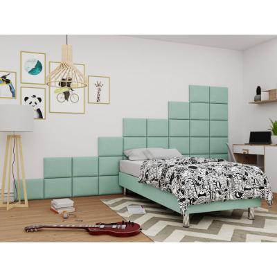 Kárpitozott egyszemélyes ágy 80x200 NECHLIN 2 - mentol + 40x30 cm-es panelek INGYENES