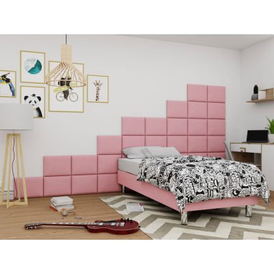 Kárpitozott egyszemélyes ágy 80x200 NECHLIN 2 - rózsaszín + 40x30 cm-es panelek INGYEN