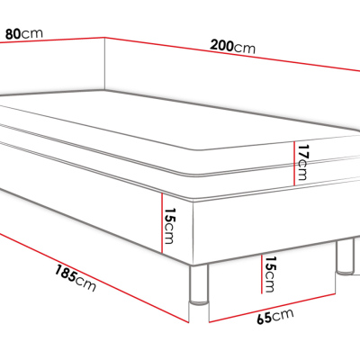 Kárpitozott egyszemélyes ágy 80x200 NECHLIN 2 - szürke + 40x30 cm-es panelek INGYEN