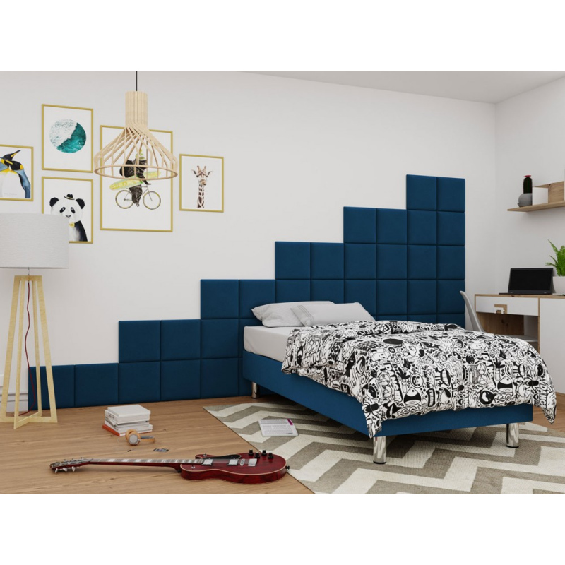 Kárpitozott egyszemélyes ágy 80x200 NECHLIN 2 - kék + 30x30 cm-es panelek INGYEN