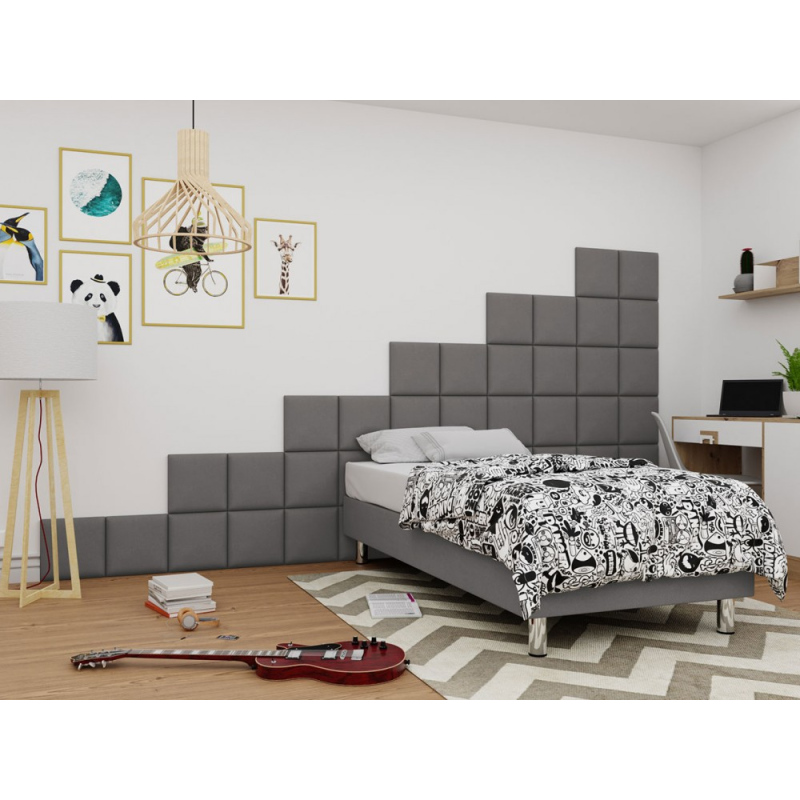 Kárpitozott egyszemélyes ágy 80x200 NECHLIN 2 - szürke + 30x30 cm-es panelek INGYEN