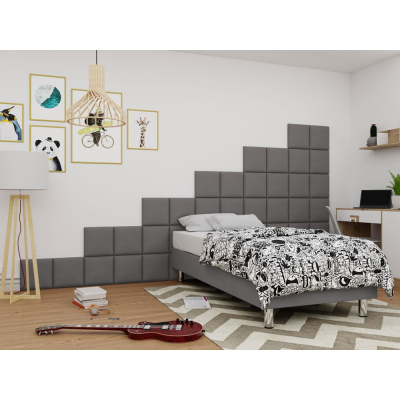 Kárpitozott egyszemélyes ágy 80x200 NECHLIN 2 - szürke + 30x30 cm-es panelek INGYEN