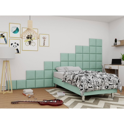 Kárpitozott egyszemélyes ágy 80x200 NECHLIN 2 - mentol + 30x30 cm-es panelek INGYENES