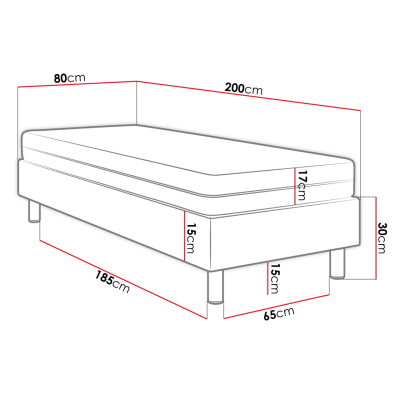 Kárpitozott egyszemélyes ágy 80x200 NECHLIN 2 - kék + 30x30 cm-es panelek INGYEN