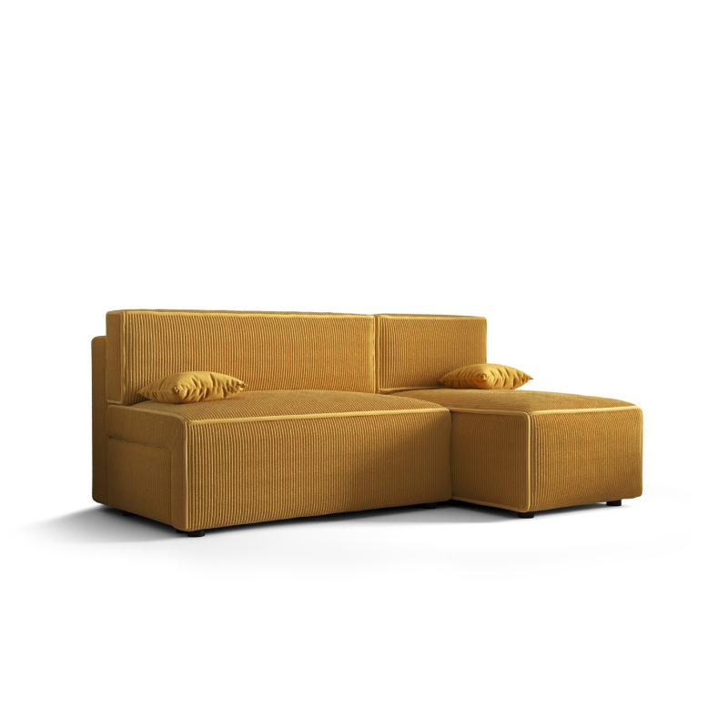 RADANA kényelmes kinyitható kanapé tárolóhellyel - sárga