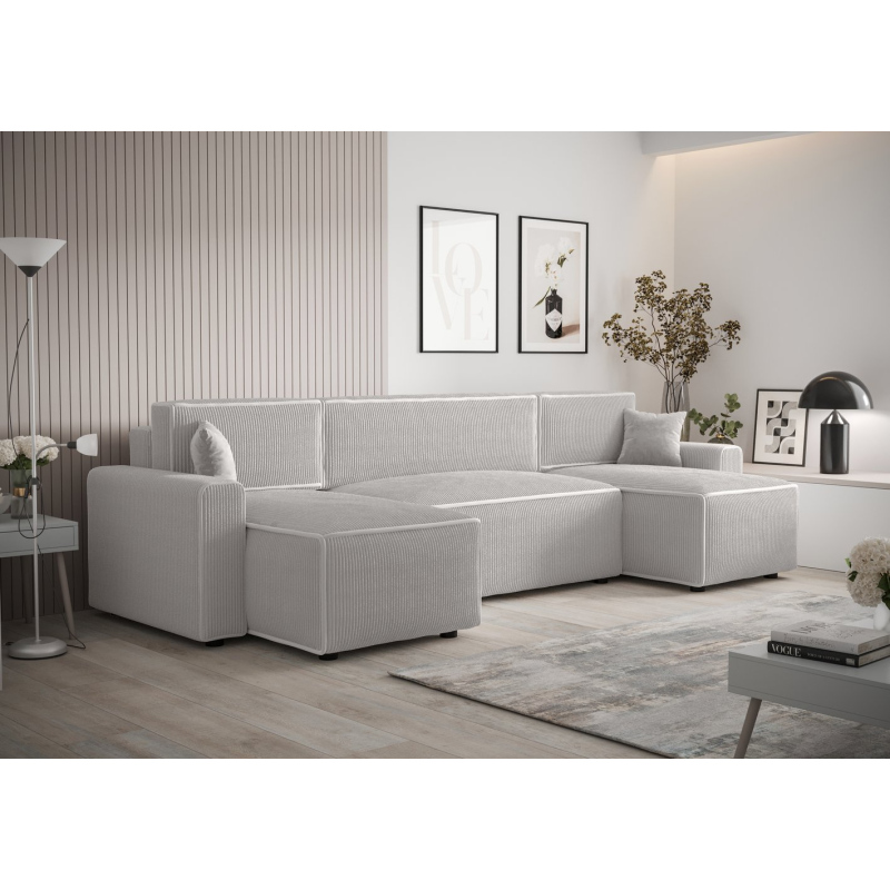 RADANA U-alakú kényelmes kinyitható kanapé - fehér