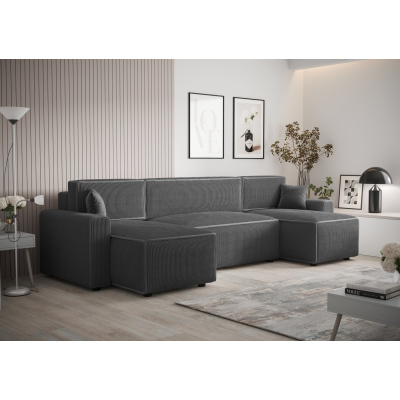 RADANA U-alakú kényelmes kinyitható kanapé - szürke