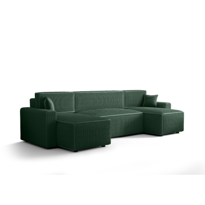 RADANA U-alakú kényelmes kinyitható kanapé - zöld