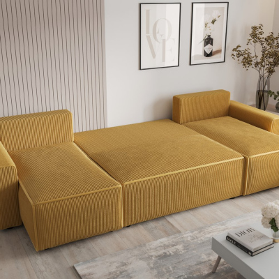 RADANA U-alakú kényelmes kinyitható kanapé - világosbarna 2