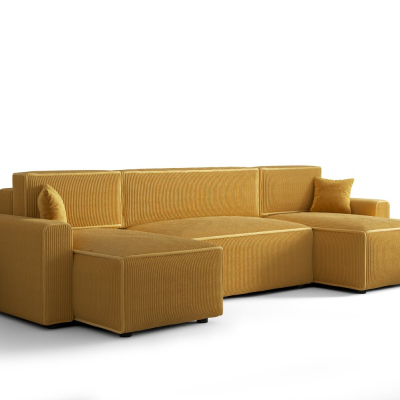 RADANA U-alakú kényelmes kinyitható kanapé - sárga