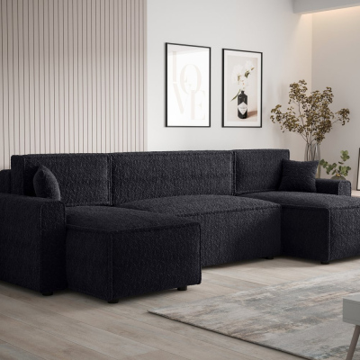 RADANA U-alakú kényelmes kinyitható kanapé - fekete 2
