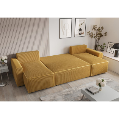 RADANA U-alakú kényelmes kinyitható kanapé - sötétkék