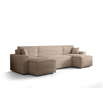 RADANA U-alakú kényelmes kinyitható kanapé - világosbarna 1