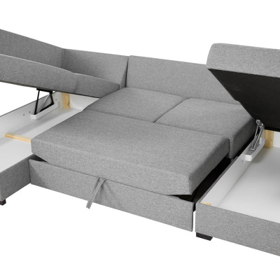 TUCSON 1 U alakú kanapé mindennapi alváshoz - bordó, bal sarok
