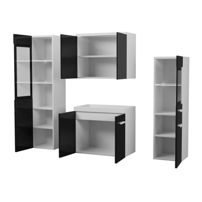 YUKO 2 fürdőszoba szett LED világítással - gesztenye / fényes szürke + Platino csaptelep