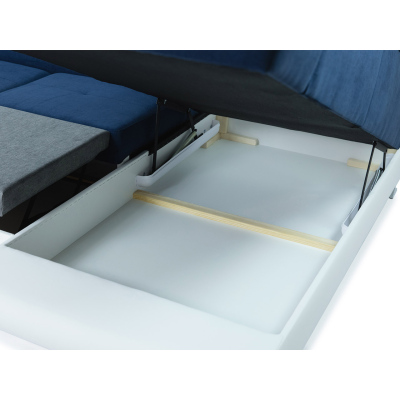 SAN DIEGO U alakú kinyitható kanapé - fehér ökobőr / bézs / rózsaszín, bal sarok