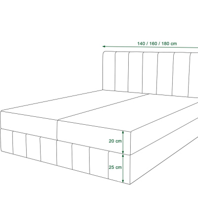 MADLEN boxspring ágy - 140x200, világoskék