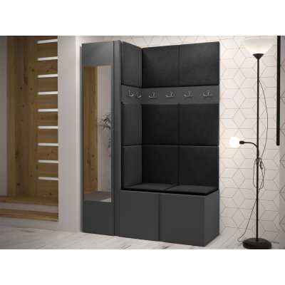 Kárpitozott előszobafal 42x42 SELAND 9 - grafit / fekete