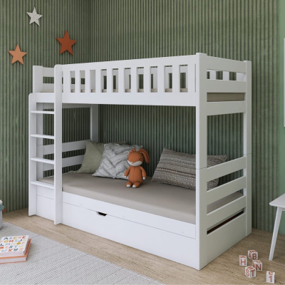 ALLA gyermek emeletes ágy - 80x200, fehér
