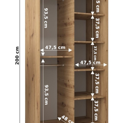 ADELA ruhásszekrény tükör - 100 cm, fekete