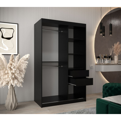 Tükrös szekrény ADELA - 120 cm, fekete / sonoma tölgy