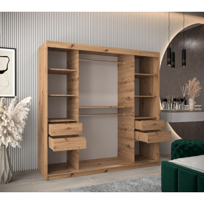 Tükrös szekrény ADELA - 200 cm, artisan tölgy / fekete