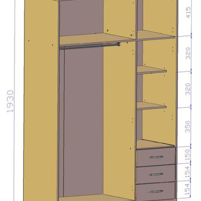 SIMELA kombinált gardróbszekrény - 127 cm széles, sonoma tölgy