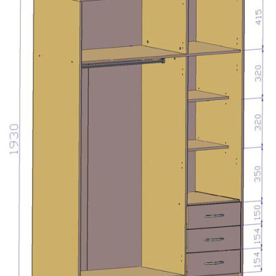 SIMELA kombinált gardróbszekrény - 127 cm széles, sonoma tölgy