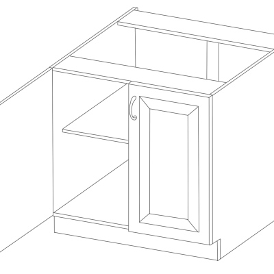 Alsó kétajtós szekrény SOPHIA - szélesség 80 cm, fehér / artisan tölgy