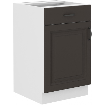 Alsó szekrény fiókkal SOPHIA - szélesség 50 cm, sötétszürke / fehér
