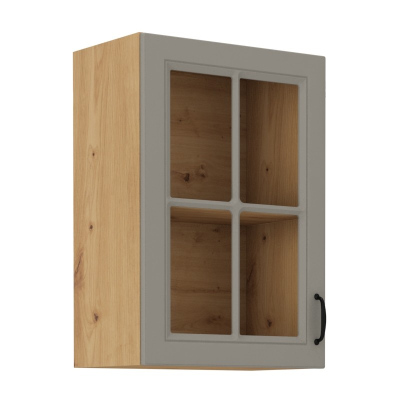 Felső vitrines szekrény SOPHIA - szélesség 40 cm, világos szürke / artisan tölgy