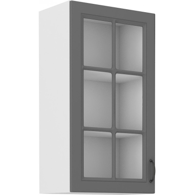 Magas felső vitrines szekrény SOPHIA - szélesség 40 cm, szürke / fehér