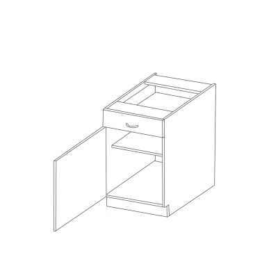 Alsó szekrény fiókkal LAILI - szélesség 50 cm, szürke / fehér