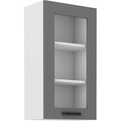 LAILI magas üveges szekrény - szélesség 40 cm, szürke / fehér
