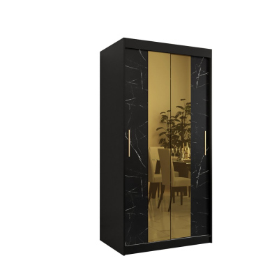 Designer gardrób arany tükörrel 1. FOGANTYÚ - szélesség 100 cm, fekete