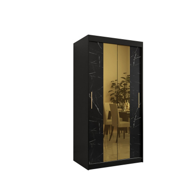 Designer gardrób arany tükörrel 1. FOGANTYÚ - szélesség 100 cm, fekete