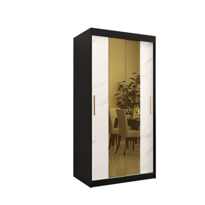 Designer gardrób arany tükörrel 1. FOGANTYÚ - szélesség 100 cm, fekete / fehér