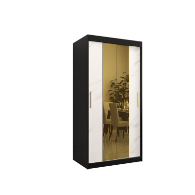 Designer gardrób arany tükörrel 1. FOGANTYÚ - szélesség 100 cm, fekete / fehér