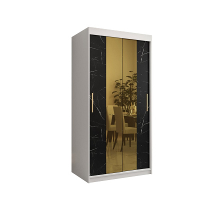 Designer gardrób arany tükörrel 1. FOGANTYÚ - szélesség 100 cm, fehér / fekete