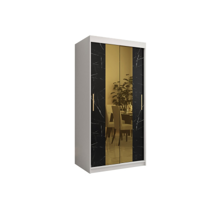 Designer gardrób arany tükörrel 1. FOGANTYÚ - szélesség 100 cm, fehér / fekete