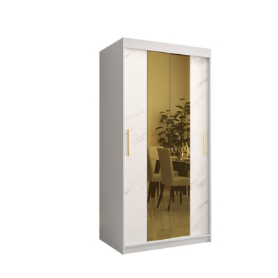 Designer gardrób arany tükörrel 1. FOGANTYÚ - szélesség 100 cm, fehér
