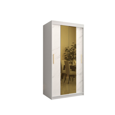 Designer gardrób arany tükörrel 1. FOGANTYÚ - szélesség 100 cm, fehér