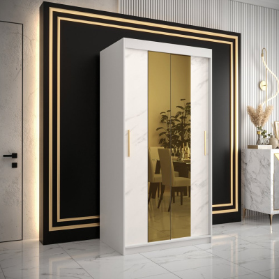 Designer gardrób arany tükörrel 1. FOGANTYÚ - szélesség 100 cm, fehér