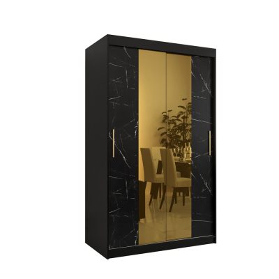 Designer gardrób arany tükörrel 1. FOGANTYÚ - szélesség 120 cm, fekete