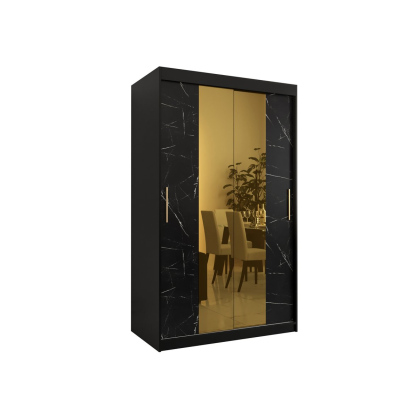 Designer gardrób arany tükörrel 1. FOGANTYÚ - szélesség 120 cm, fekete