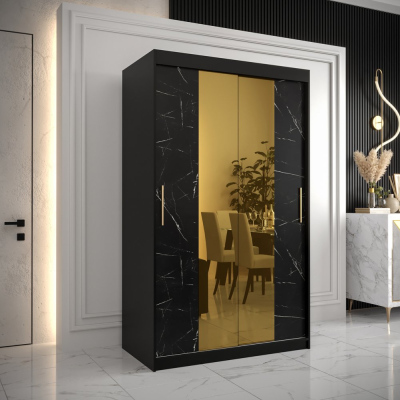 Designer gardrób arany tükörrel 1. FOGANTYÚ - szélesség 120 cm, fekete