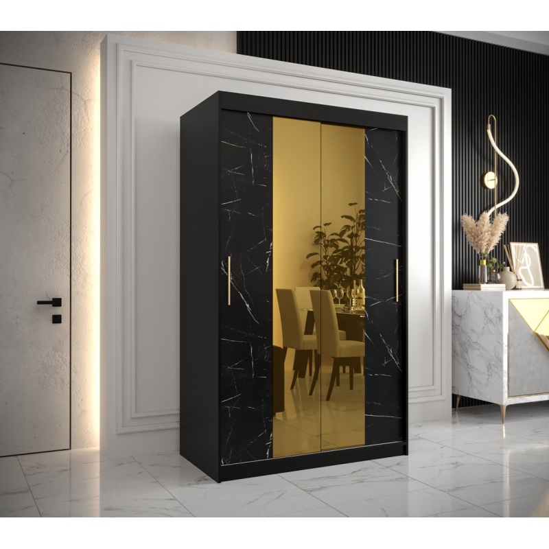 Designer gardrób arany tükörrel 1. FOGANTYÚ - szélesség 120 cm, fekete