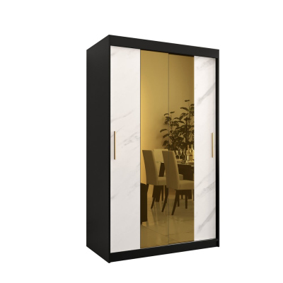 Designer gardrób arany tükörrel 1. FOGANTYÚ - szélesség 120 cm, fekete / fehér