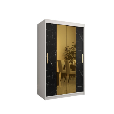 Designer gardrób arany tükörrel 1. FOGANTYÚ - szélesség 120 cm, fehér / fekete